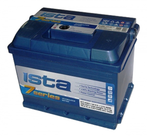 Автомобильная стартерная батарея ISTA 7 SERIES 6СТ-60 A2 560 22 04 R+