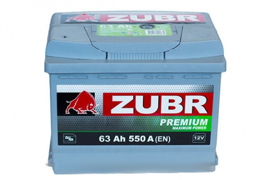 Автомобильная стартерная батарея ZUBR 6СТ-63 550А PREMIUM L+