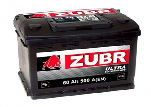 Автомобильная стартерная батарея ZUBR 6СТ-60 500А ULTRA R+
